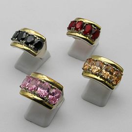 ANILLO *4PIEDRAS OVALES /PLATA Y ORO 